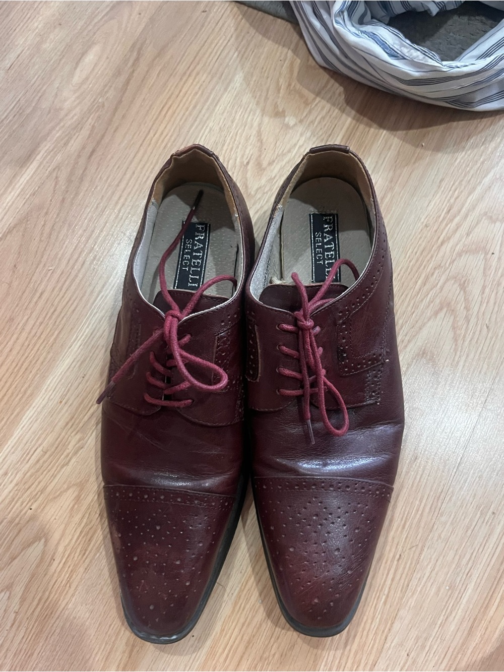 Fratelli Select Men's Burgundy Leather Oxford Shoes